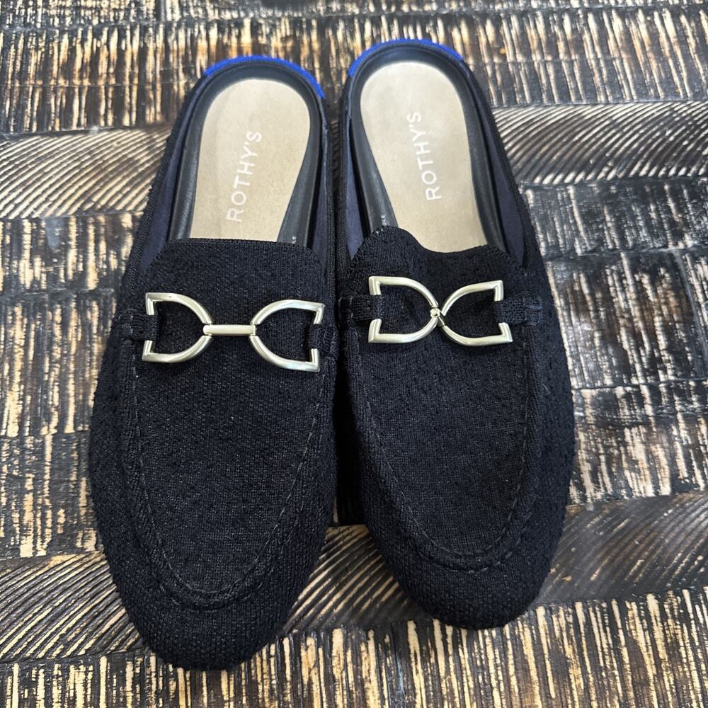 Rothy's The Double Bit Loafer Mule in Black Size 7 Minimalist Texture